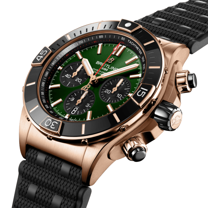 Breitling Super Chronomat B01 44 18k red gold Green RB01361A1L1S1