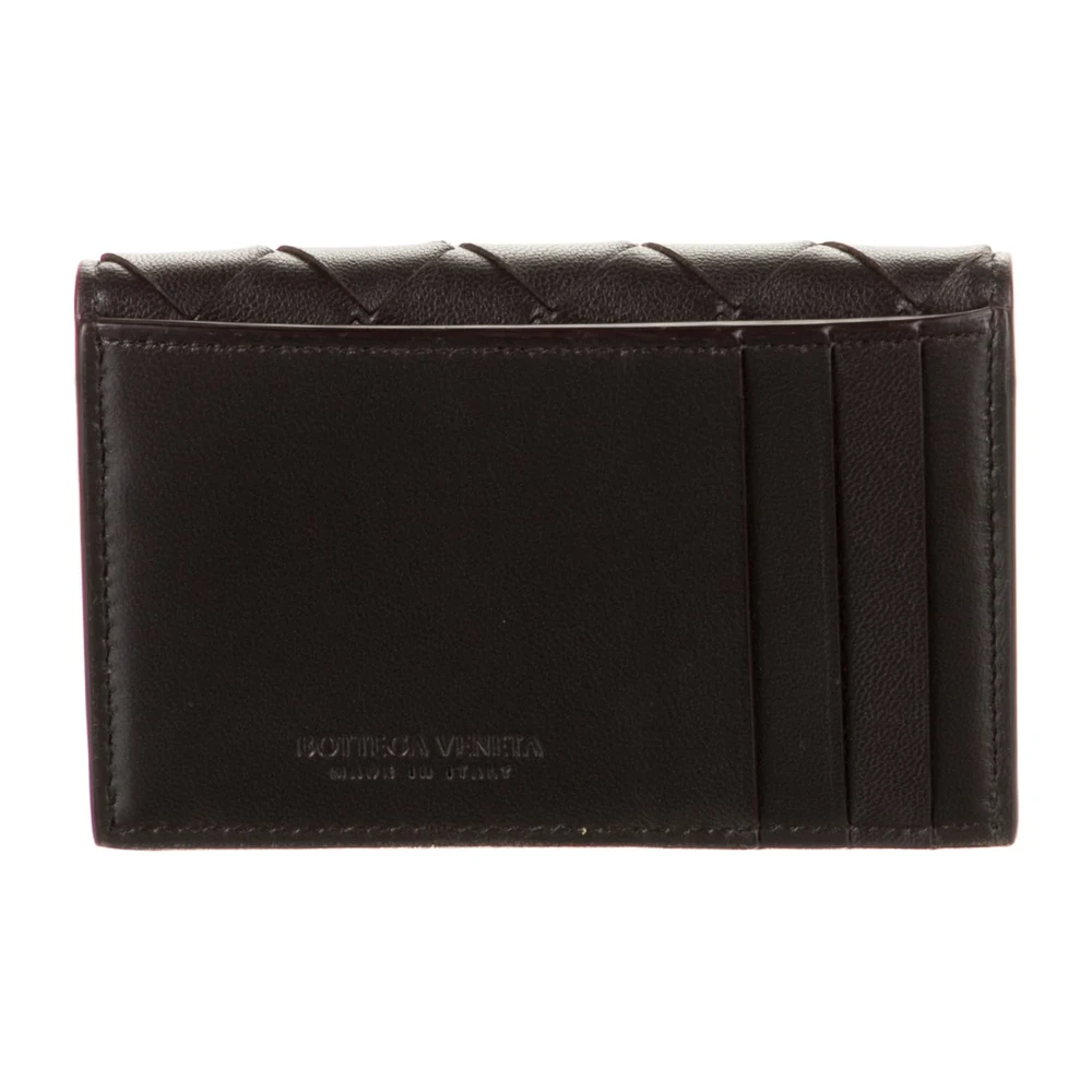 Bottega Veneta Small Card Holder Black Intrecciato Weave Leather