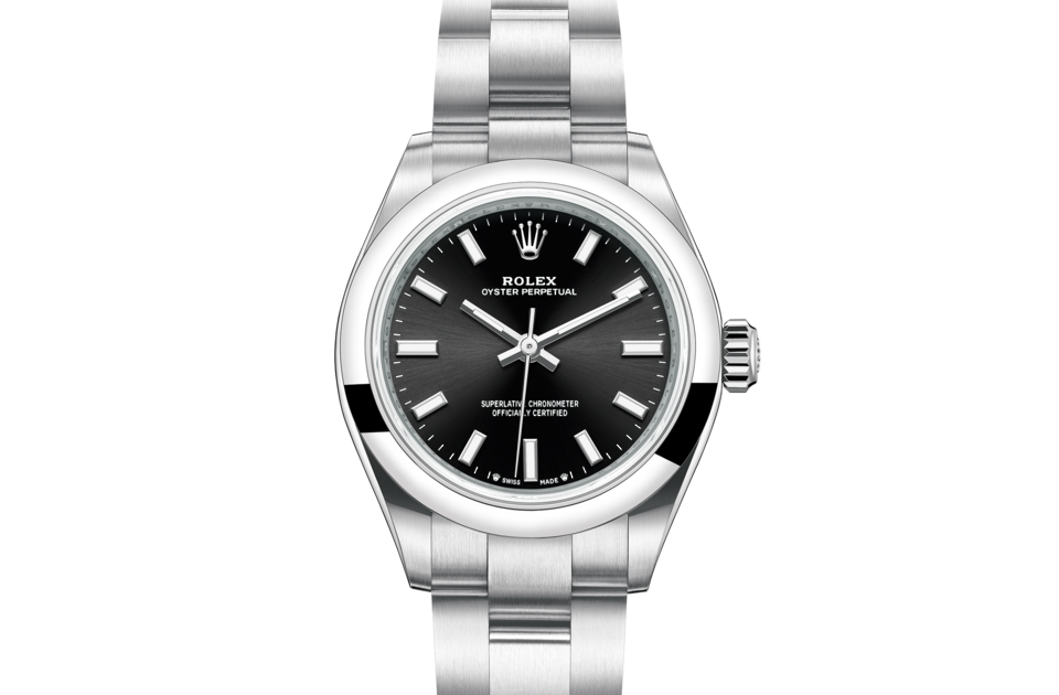 Rolex Oyster Perpetual 28 Oyster 28 mm Oystersteel Bright black dial M276200-0002