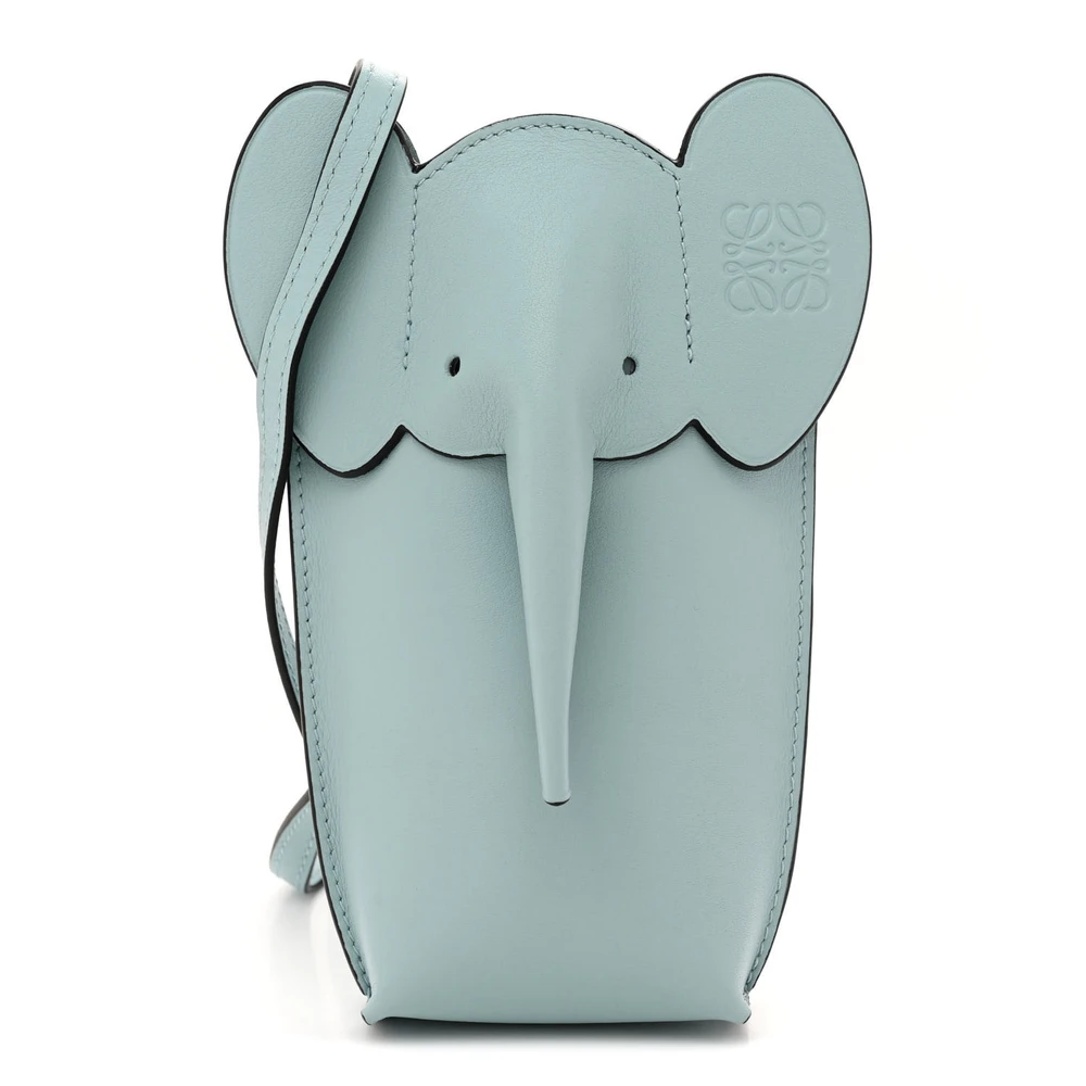 Loewe Elephant Pouch Crossbody Bag Small Dusty Blue Calfskin Leather
