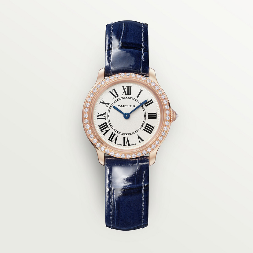 Ronde Louis Cartier watch 29 mm quartz movement rose gold diamonds leather CRWJRN0009