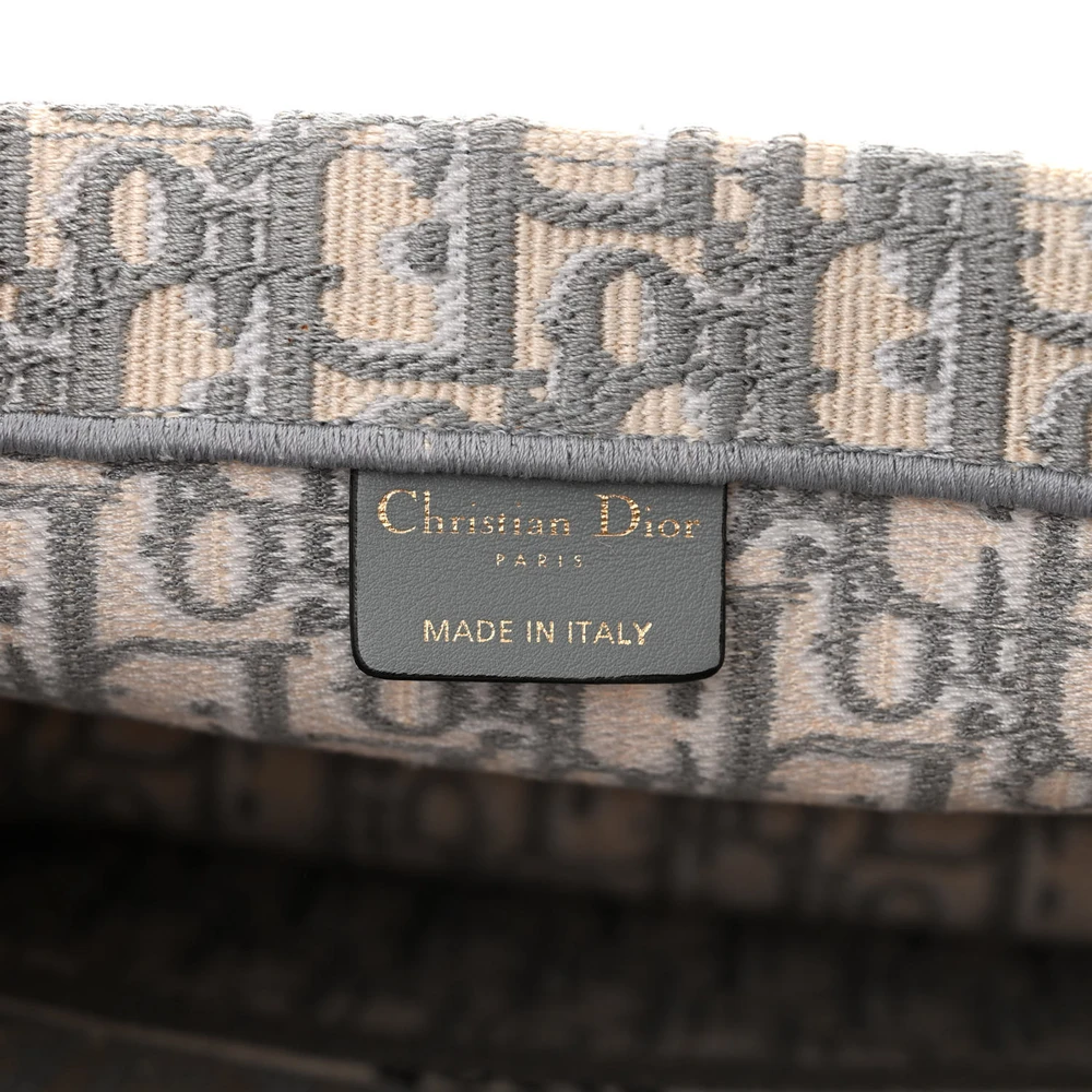 Dior Medium Book Tote Grey Oblique Embroidered Canvas