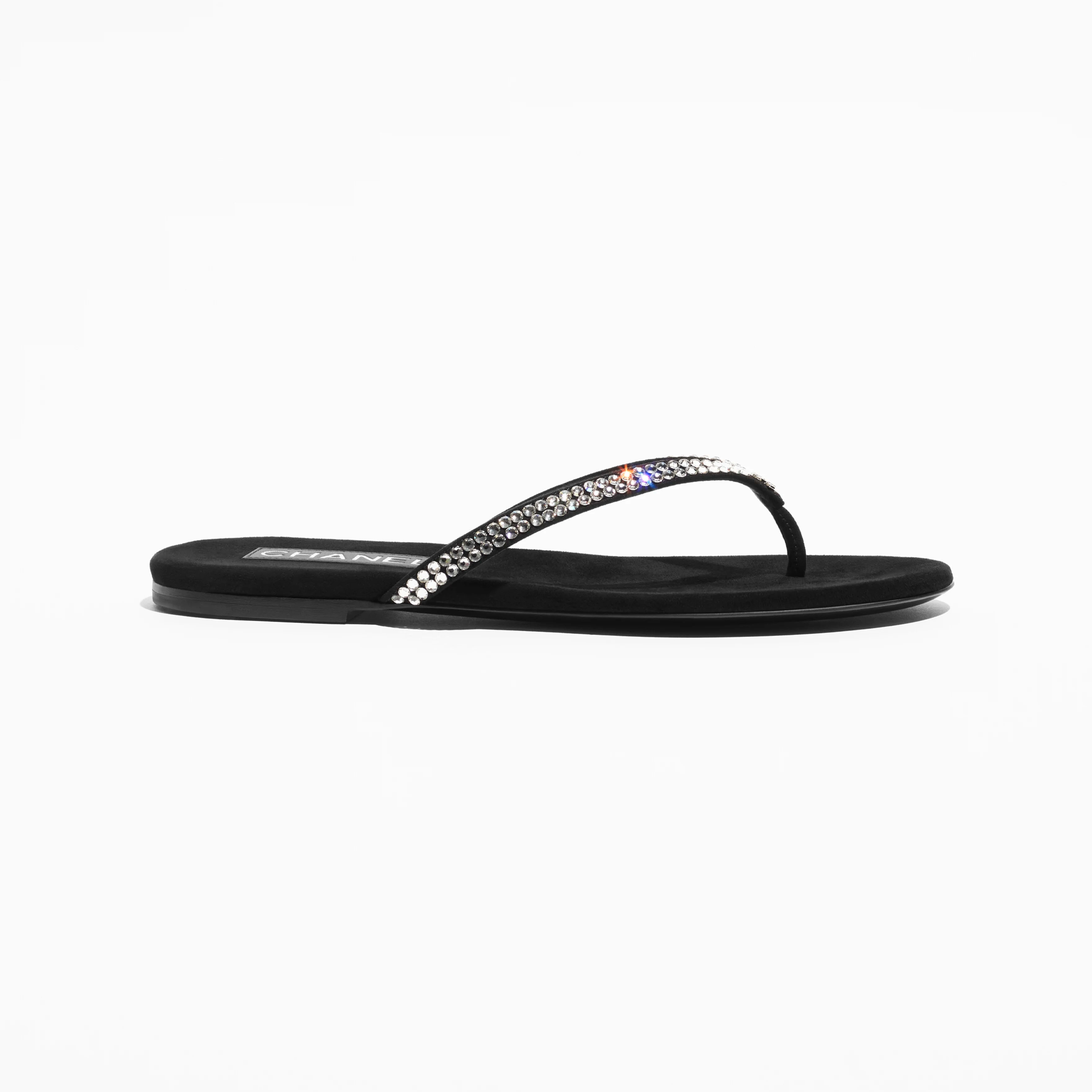 Chanel black with silver suede suede and rhinestones Slippers