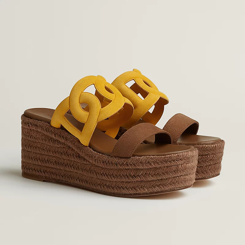 HERMES Ithea Wedges and heels Slippers High-heeled slippers Yellow High Heels Sandal
