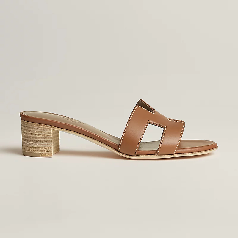 HERMES Oasis Slippers High-heeled slippers Brown High Heels Sandal