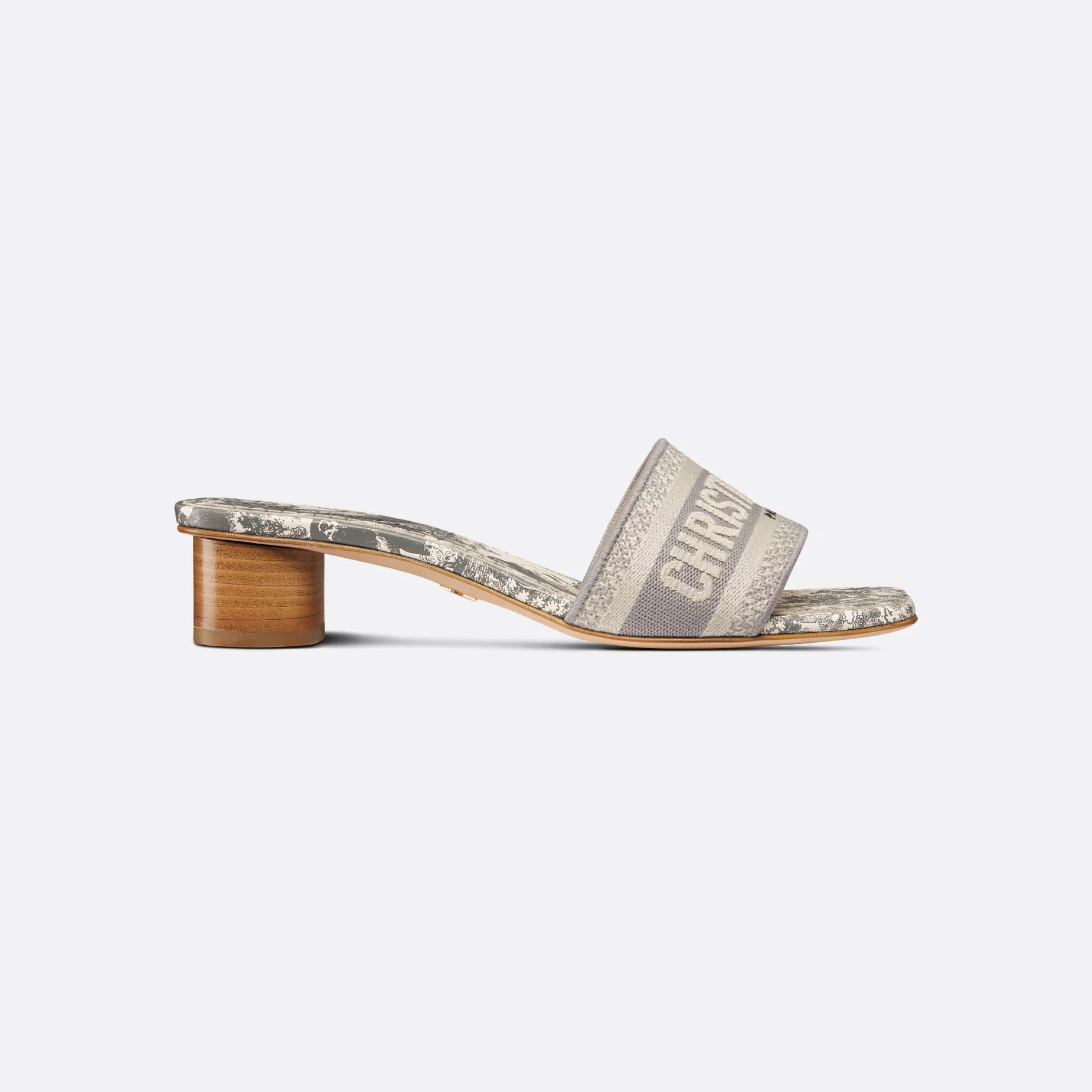 Dior grey thick bottom square head high-heeled slippers