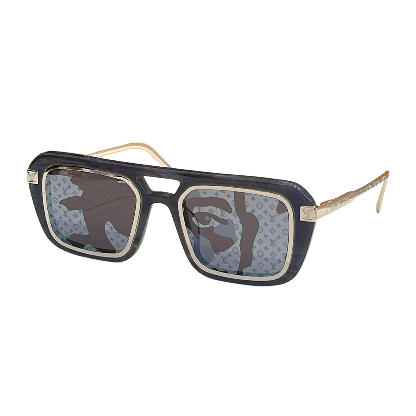 Louis Vuitton square black frame glasses monogram/damier black color lens Size 51口22-140