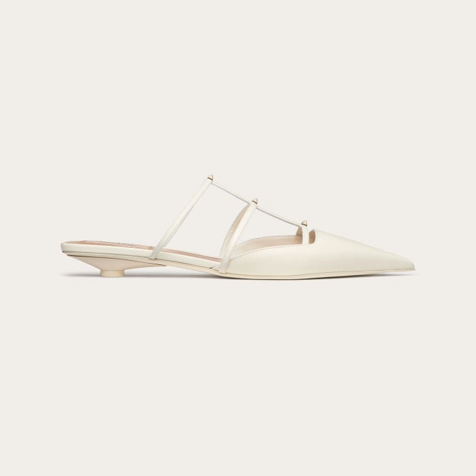 VALENTINO White Calfskin microheeled Mill slippers