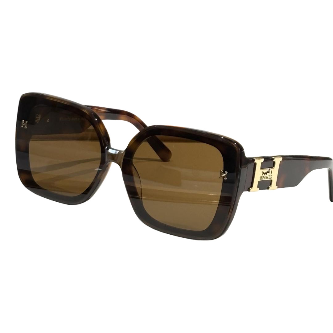 Hermès square frame glasses leopard/orange/black silver/black gold/green/green leopard color Size 55-18-145