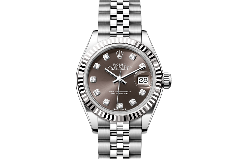 Rolex Lady-Datejust Oyster 28 mm Oystersteel and white gold Dark grey dial M279174-0015