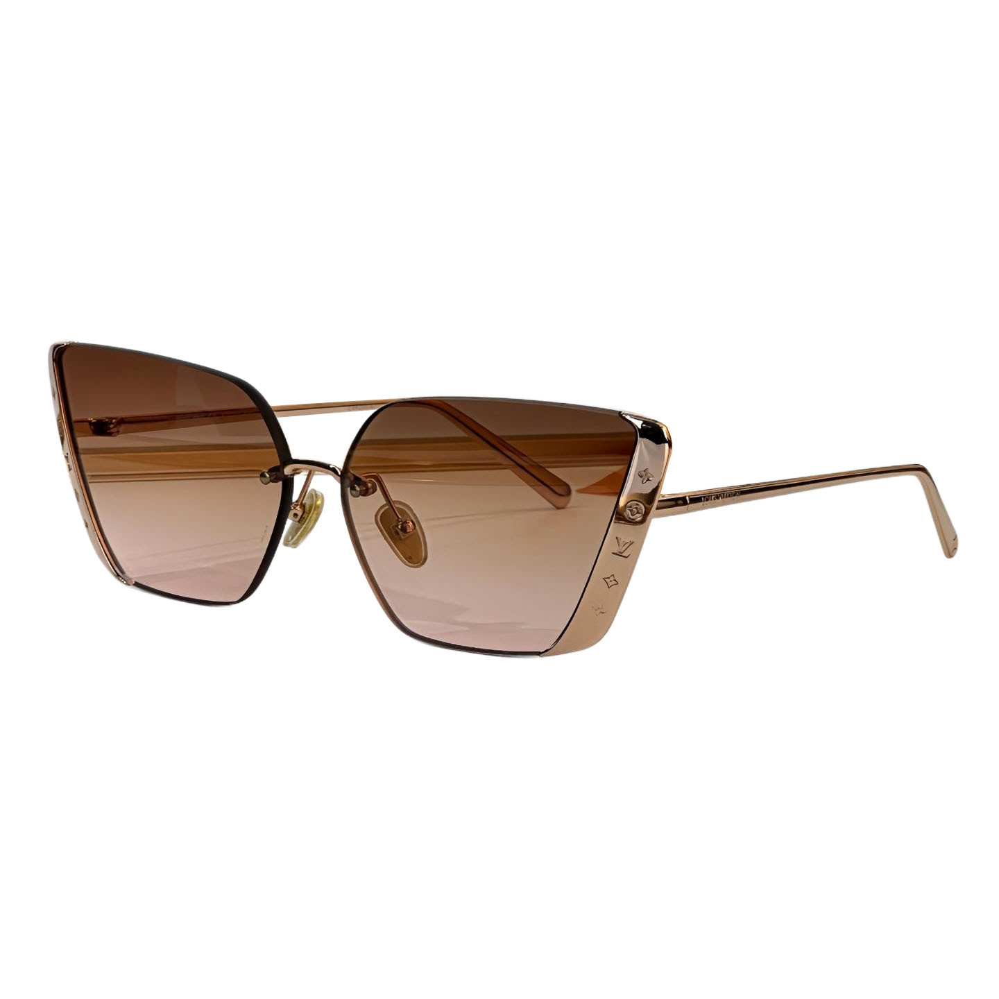 Louis Vuitton Cat Eye glasses black/rose gold/brown/silver color Size 61口12-145