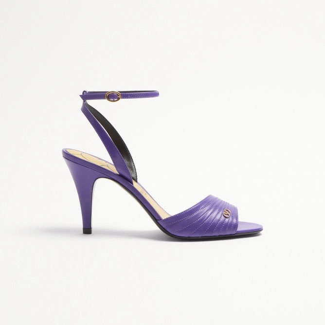 VALENTINO Crystal trim satin heel sandals (8.5 cm high heel)