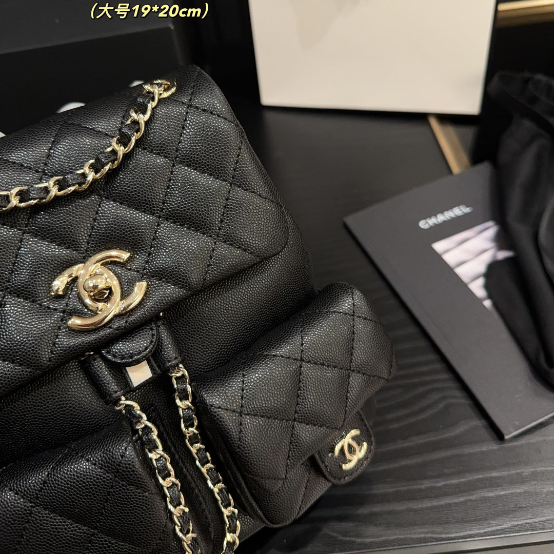 Chanel Red / Green / Silver /Purple / Milk Tea Color / Black Quilted Caviar Leather Backpacks