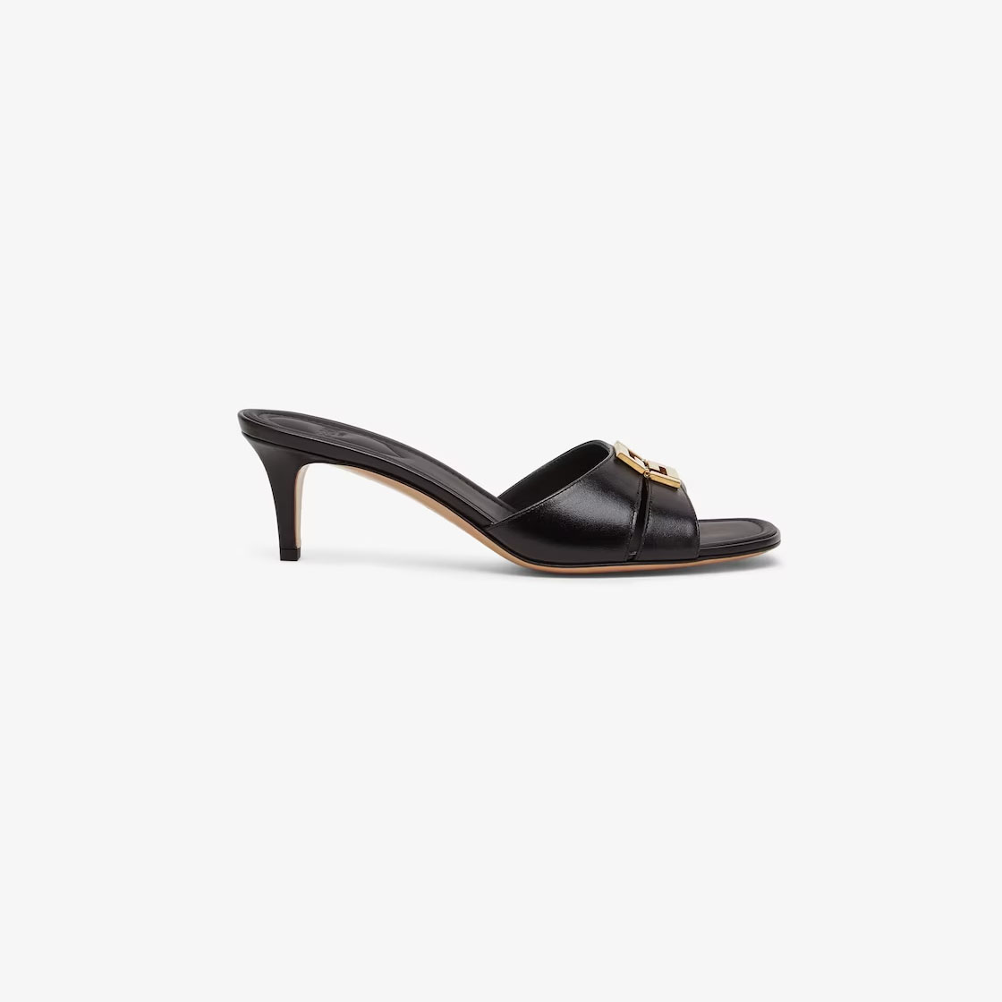 FENDI Black leather kitten heel sandals