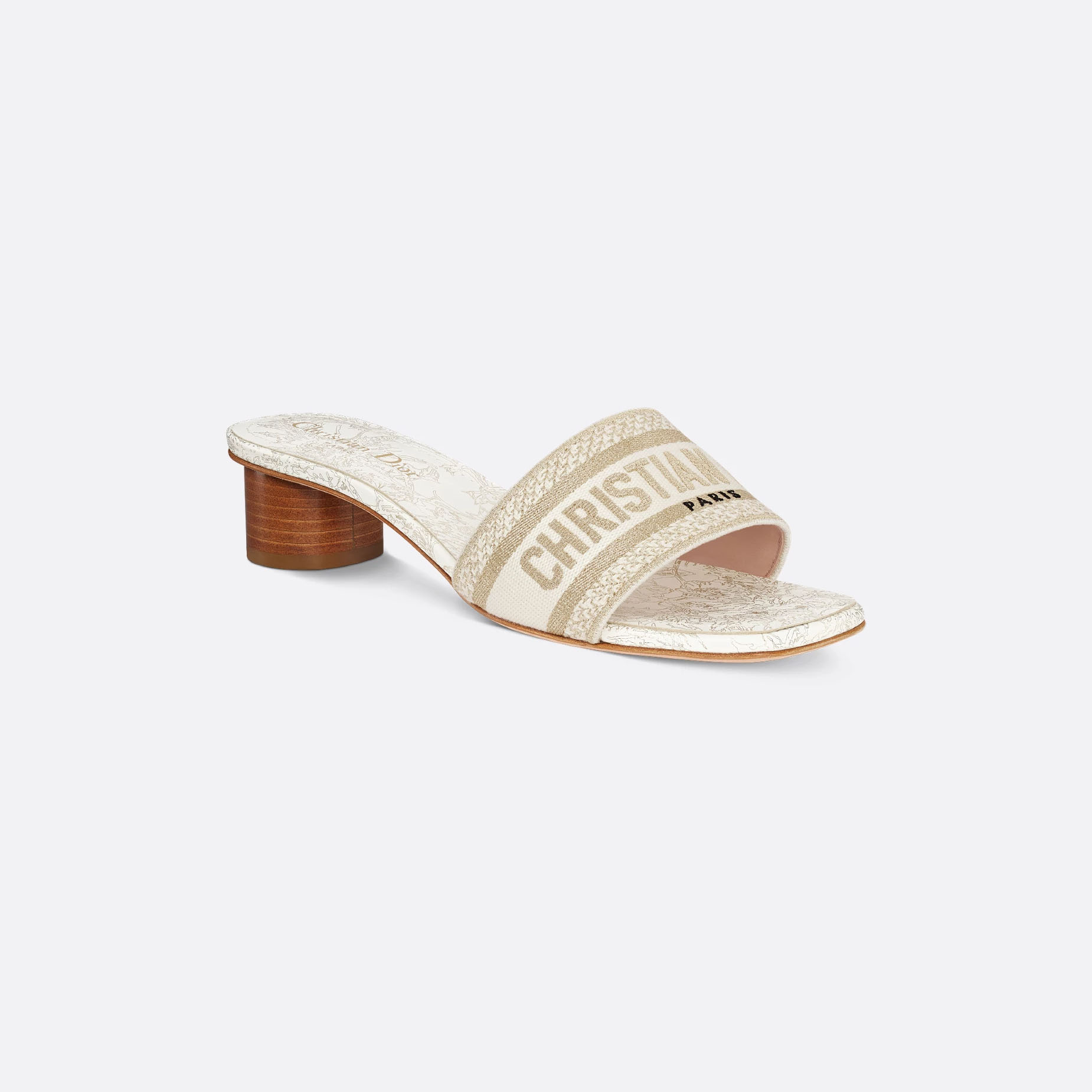 Dior square head and thick heel slippers