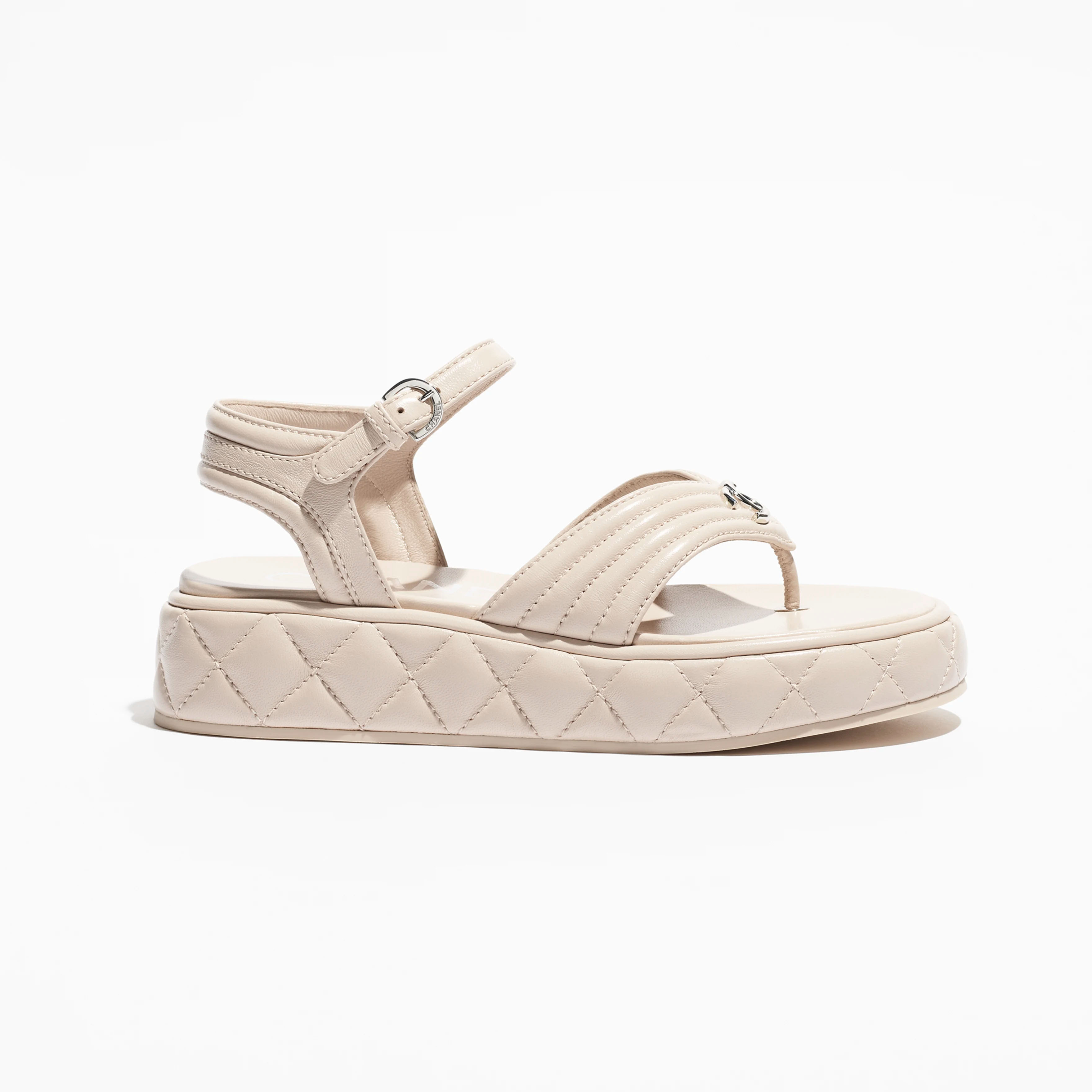 Chanel Light grey sheep leather sandals