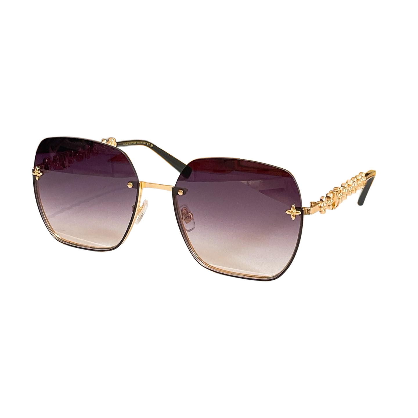 Louis Vuitton square frame glasses eggplant/red/green orange/blue orange color Size 57口16-145