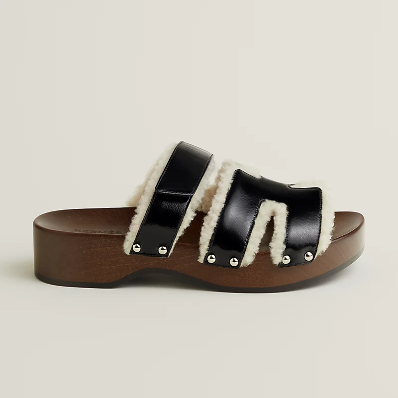HERMES Kos Slippers High-heeled slippers Black High Heels Sandal