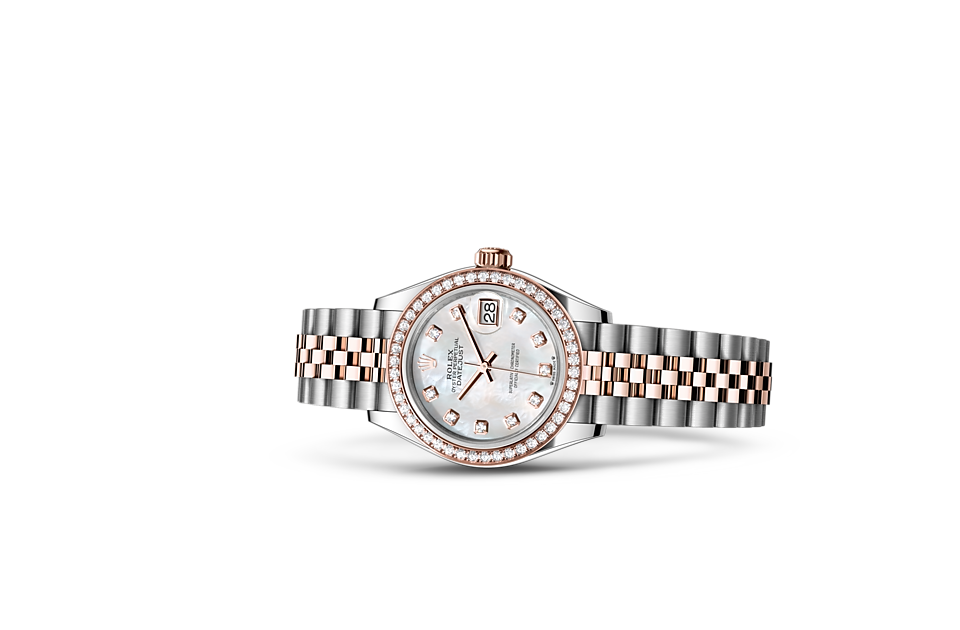Rolex Lady-Datejust Oyster 28 mm Oystersteel Everose gold and diamonds White dial M279381RBR-0013