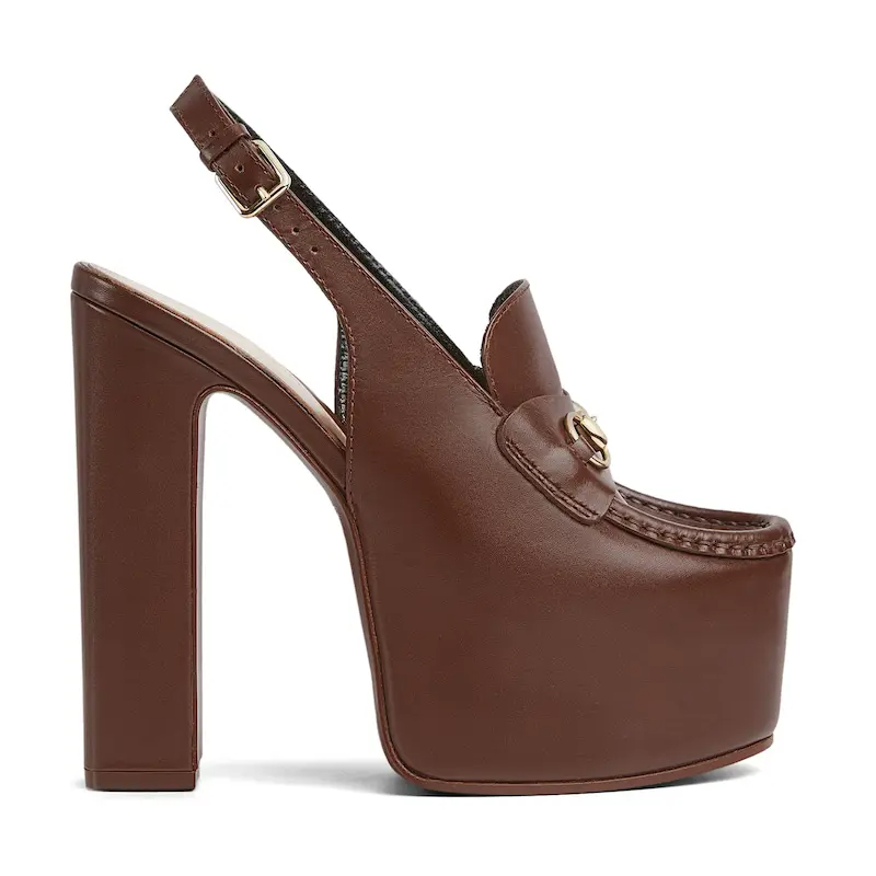 Gucci brown thick soled rear lace up high heels
