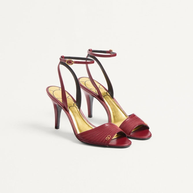 VALENTINO Crystal trim satin heel sandals (8.5 cm high heel)