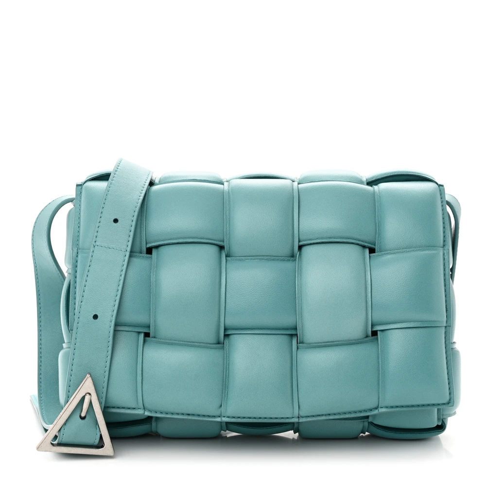 Bottega Veneta Maxi Intrecciato Padded Cassette Crossbody Bag Blue Nappa Leather Silver Hardware