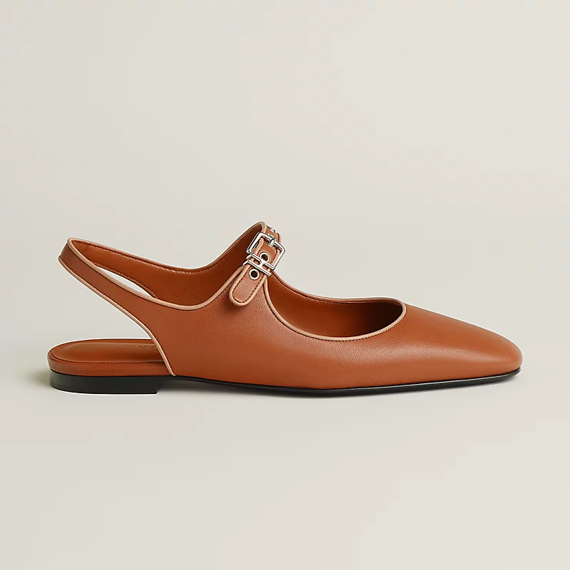 HERMES Kleo Brown Slingheeled sandals