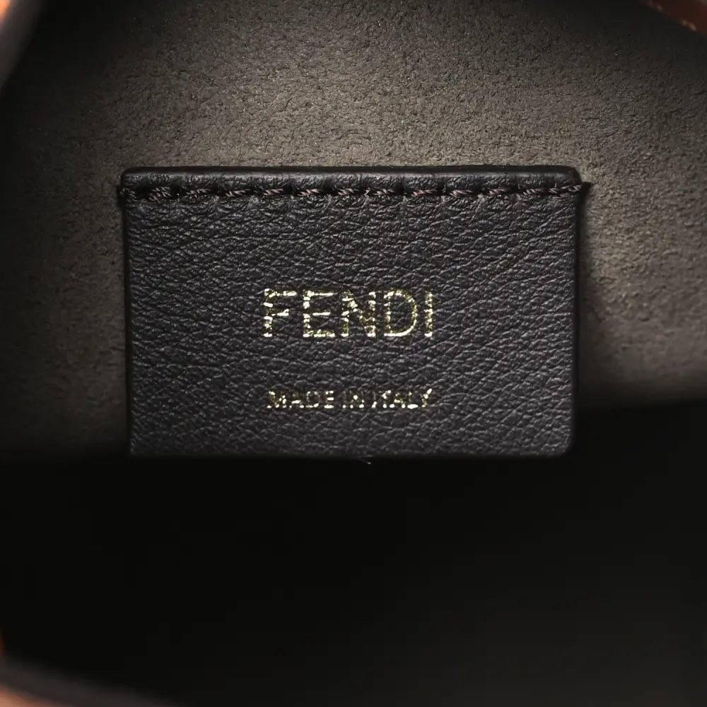 Fendi Mini F is Fendi Logo Embossed Mon Tresor Bucket Bag Cuoio King Vitello Leather Gold Hardware