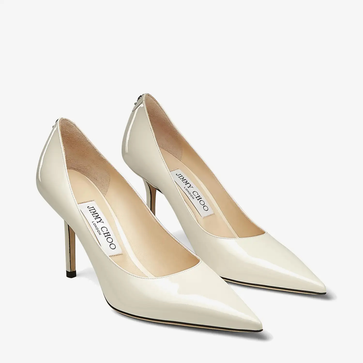 JIMMY CHOO badge embellished leather heels