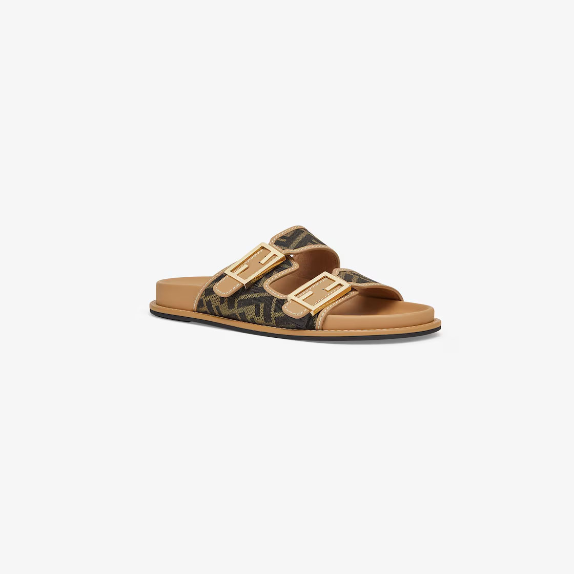 FENDI Brown FF fabric sandals