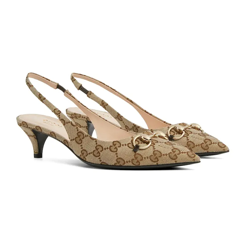 Gucci canvas pointed heels high heels shoes Rear lace up high heels