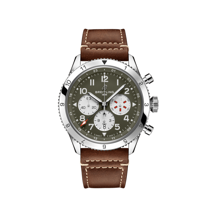 Breitling Super AVI B04 Chronograph GMT 46 Curtiss Warhawk Stainless steel Green AB04452A1L1X1