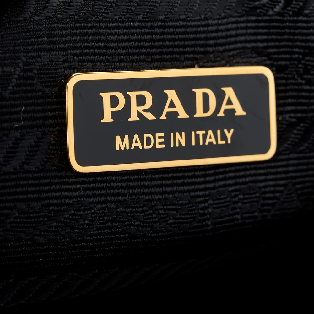 Prada Mini Triangolo Symbole Embroidered Triangle Double Bag Black/Corda Jacquard Calfskin Leather Gold Hardware