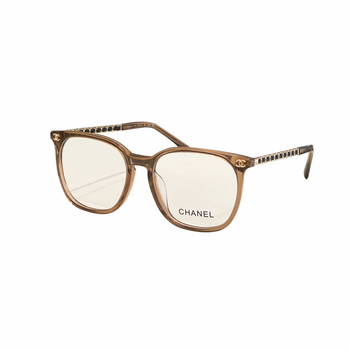 CHANEL square frame glasses tawny color size 53口19-145