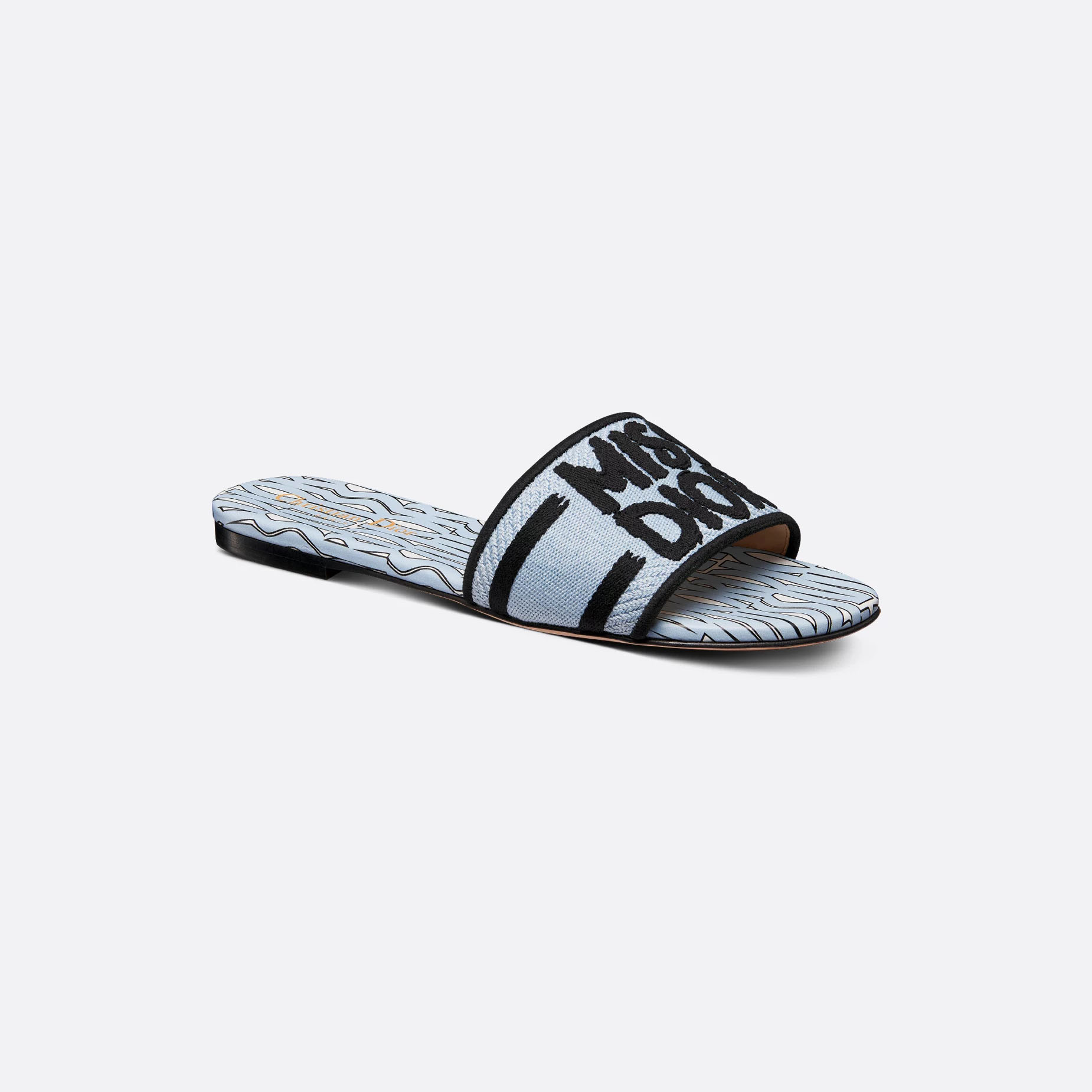 Dior blue square head slippers