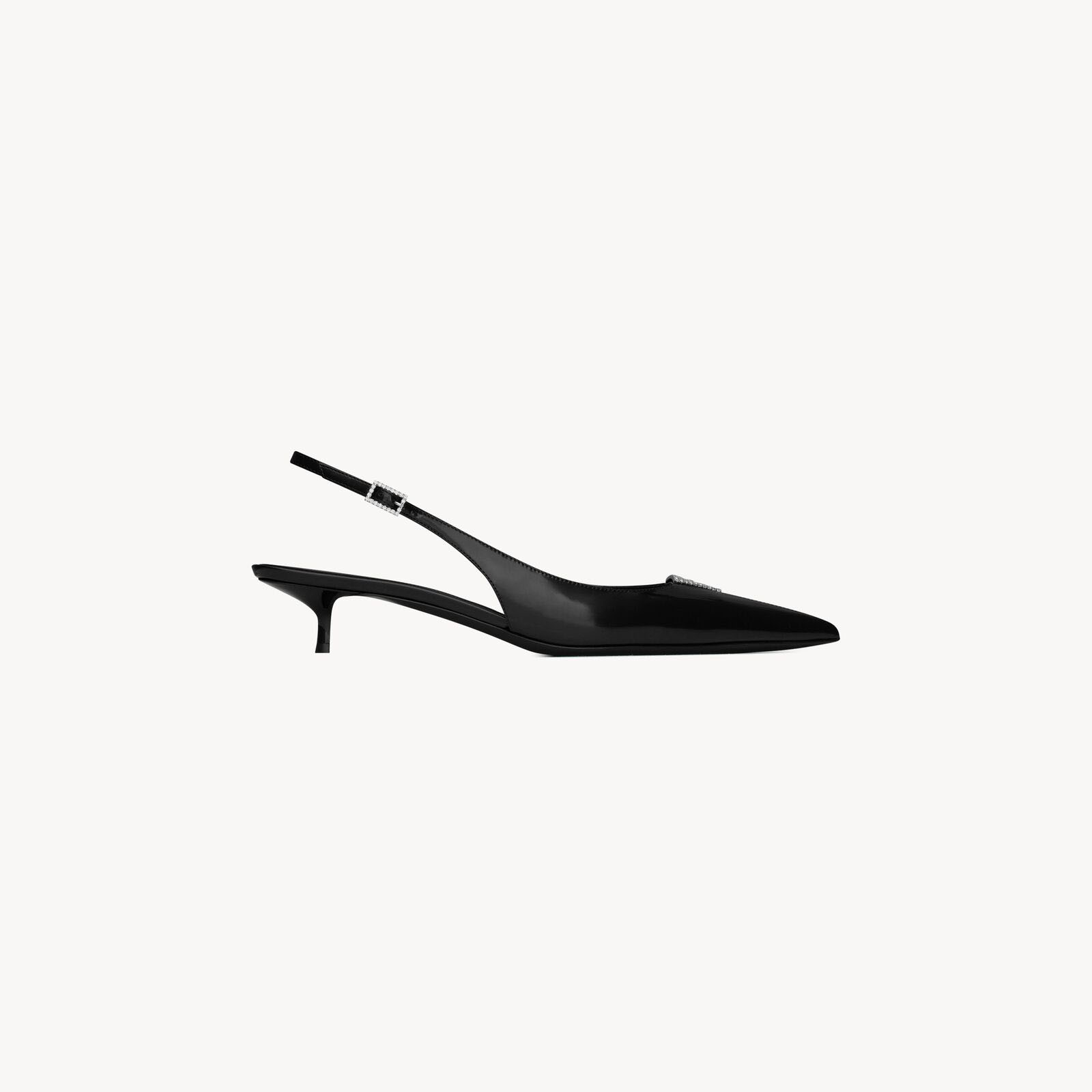Yves Saint Laurent Mirrored leather crystal sling-off heels