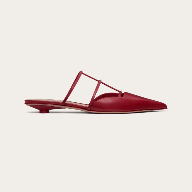 VALENTINO Red Calfskin microheeled Mill slippers