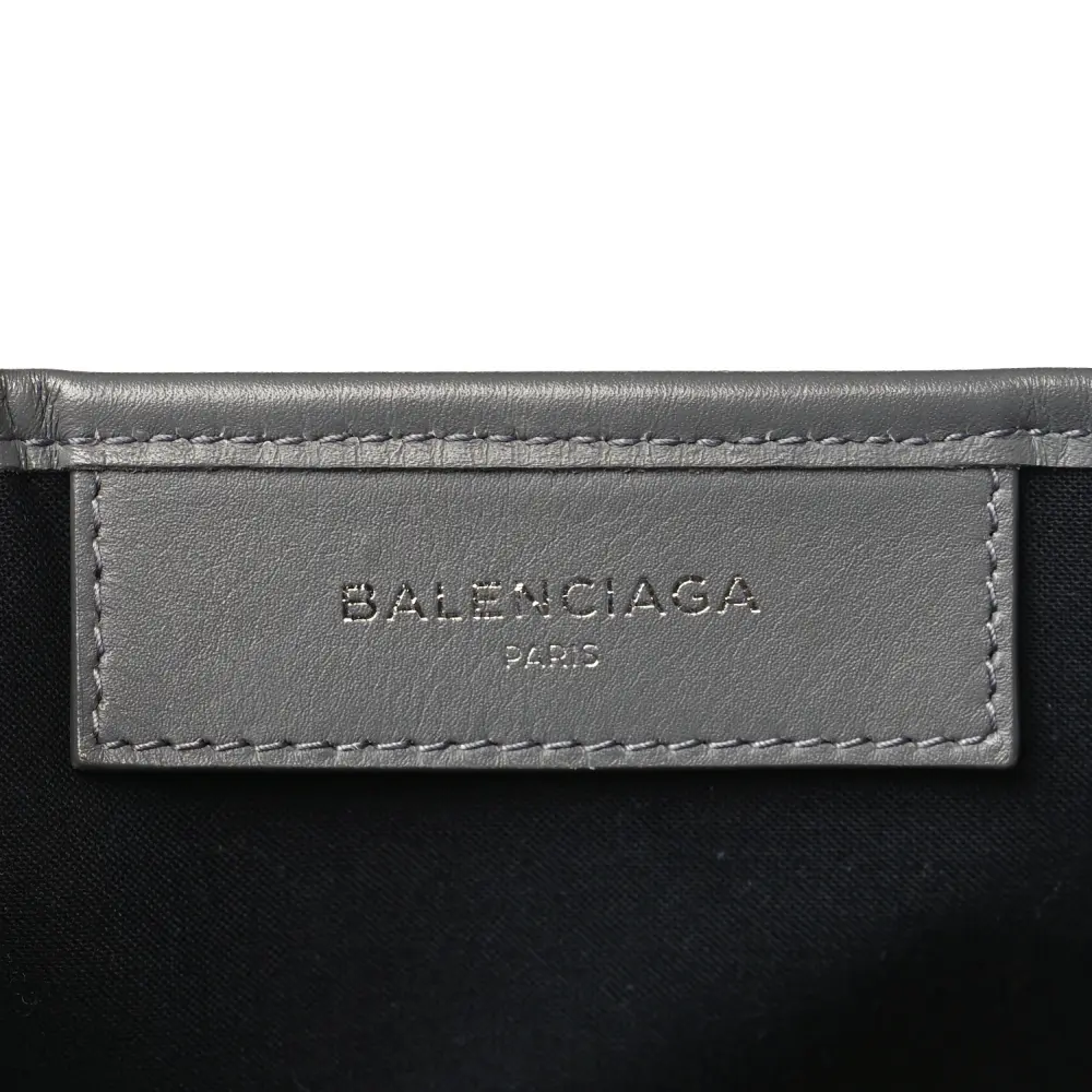 Balenciaga S Navy Cabas Naturel Gris Acier Cotton Canvas & Calfskin Leather