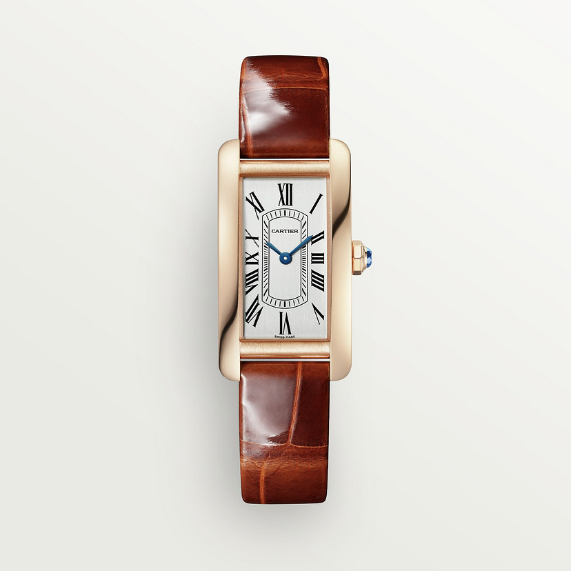 Tank Américaine watch Small model quartz movement rose gold leather CRWGTA0133