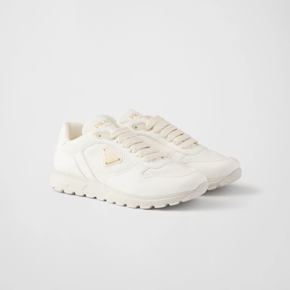 PRADA white lIvory color leather sneakers