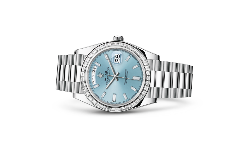 Rolex Day-Date 40 Oyster 40 mm platinum and diamonds Ice blue dial M228396TBR-0002