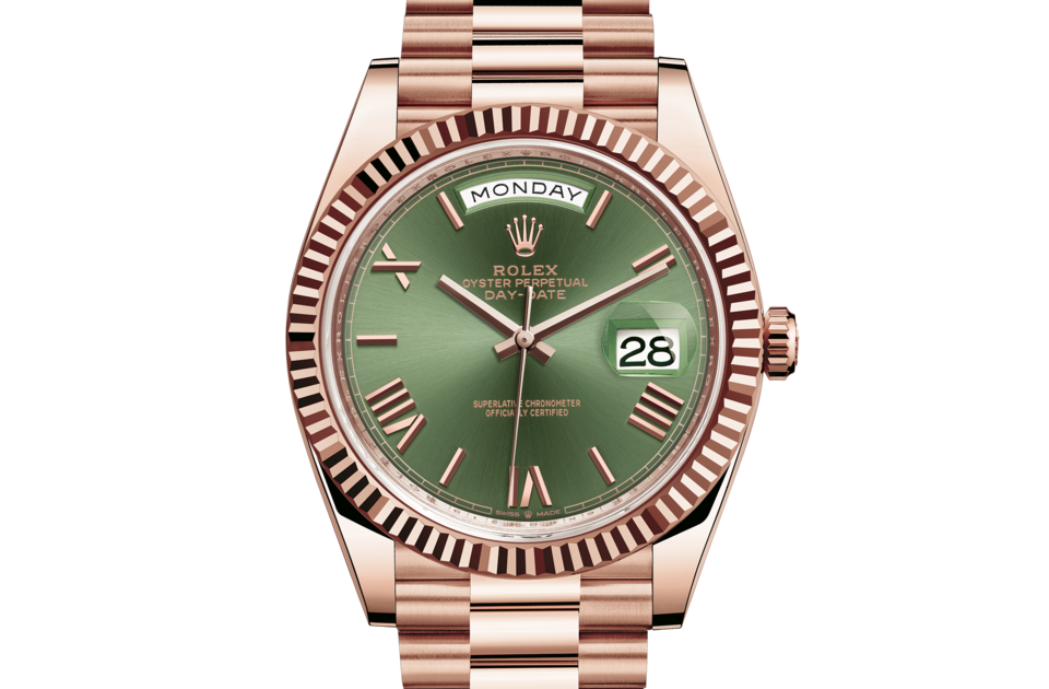 Rolex Day-Date 40 Oyster 40 mm Everose gold Olive green dial M228235-0025