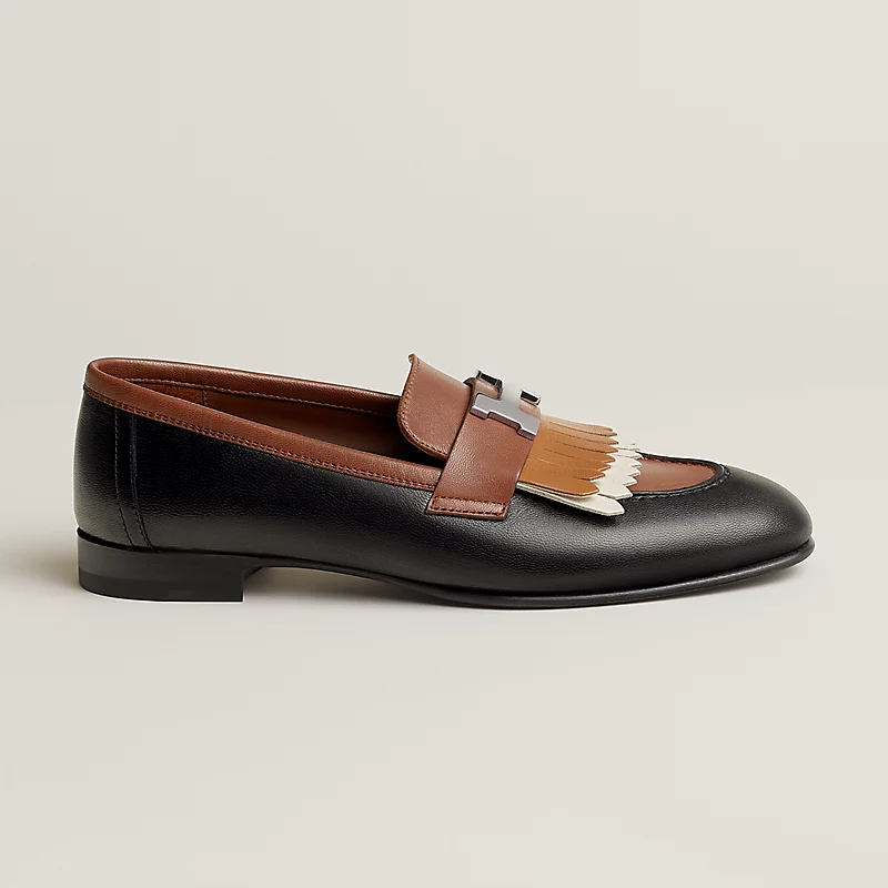 HERMES Royal Brown and Black Loafers