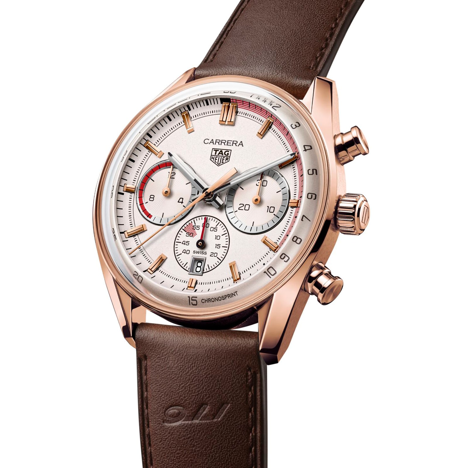 TAG Heuer Carrera Chronosprint X Porsche Special Edition 42mm Mens Watch Beige CBS2040.FC8318