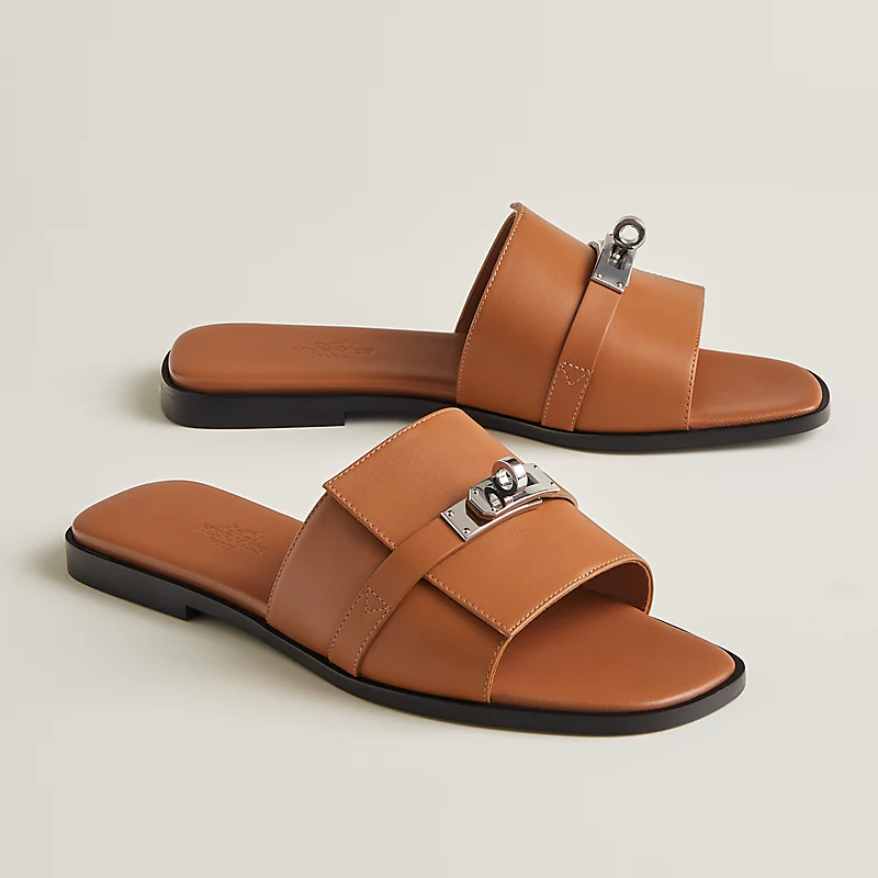 HERMES Giulia Brown Slippers