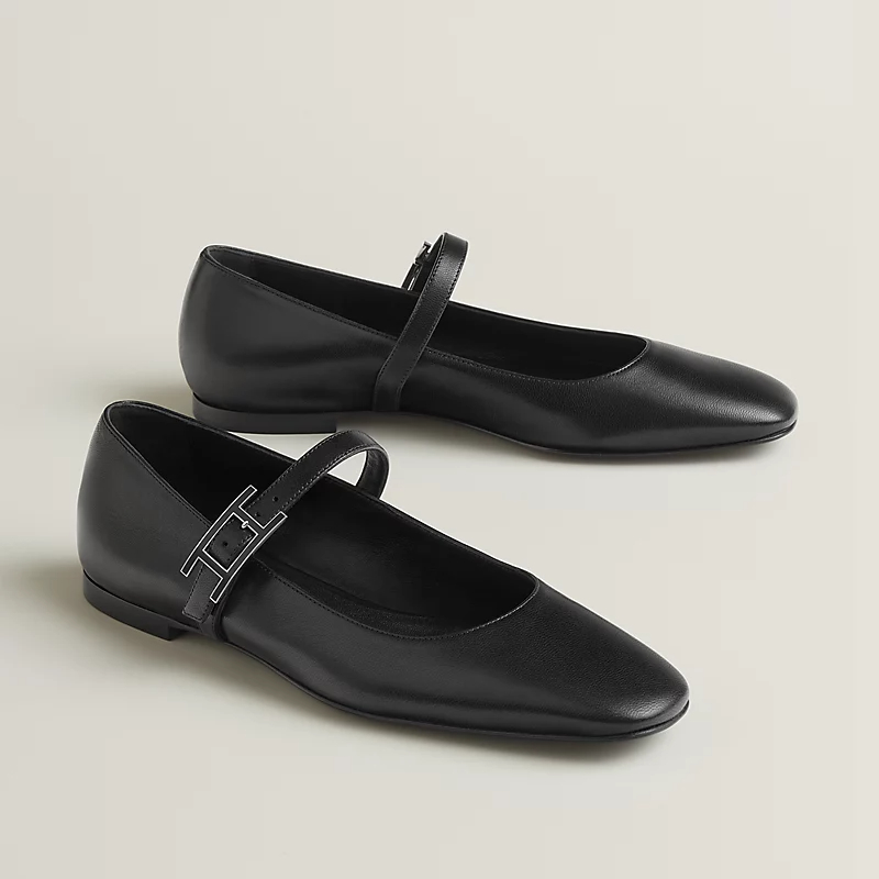 HERMES Jane Black Ballet Shoes