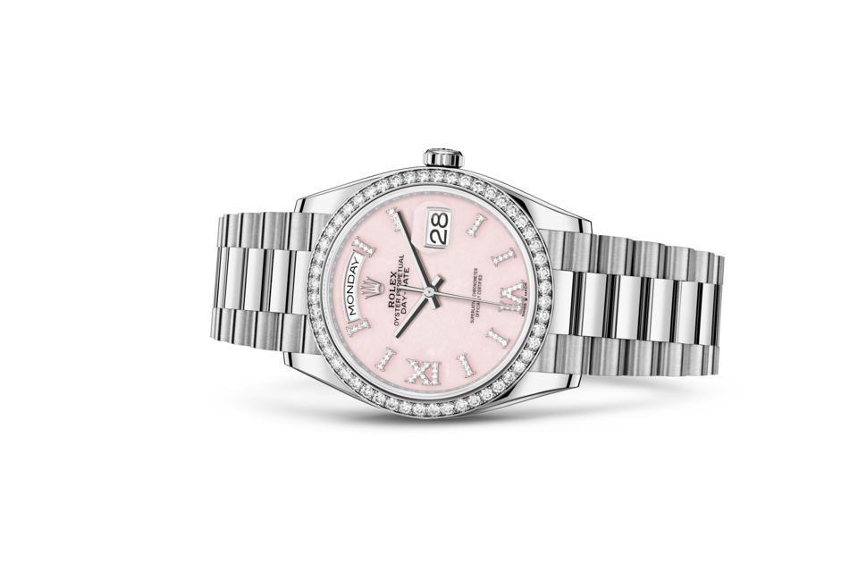 Rolex Day-Date 36 Oyster 36 mm white gold and diamonds Pink opal dial M128349RBR-0008
