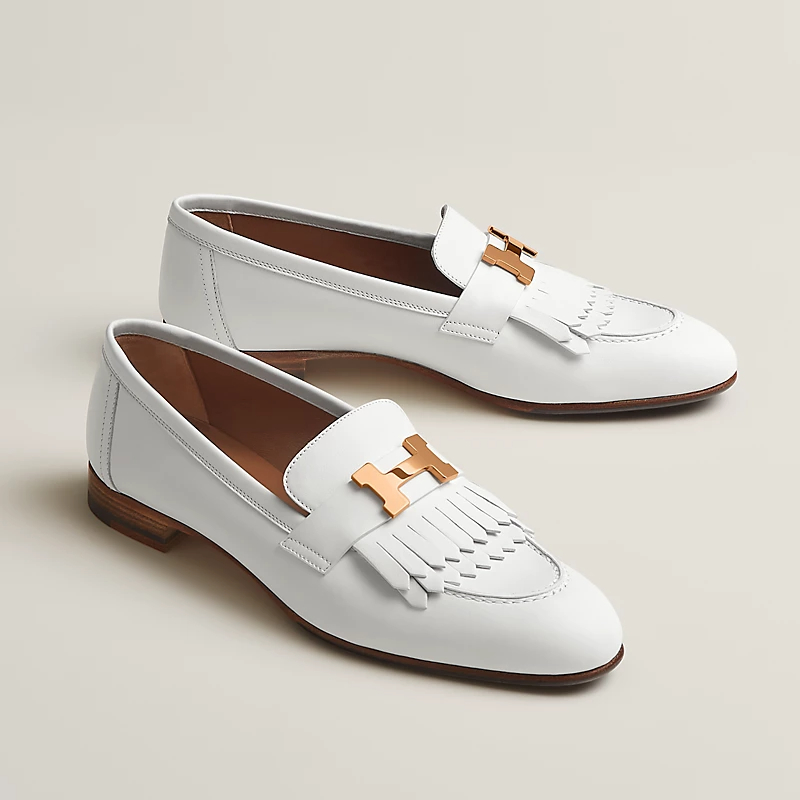 HERMES Royal White Loafers