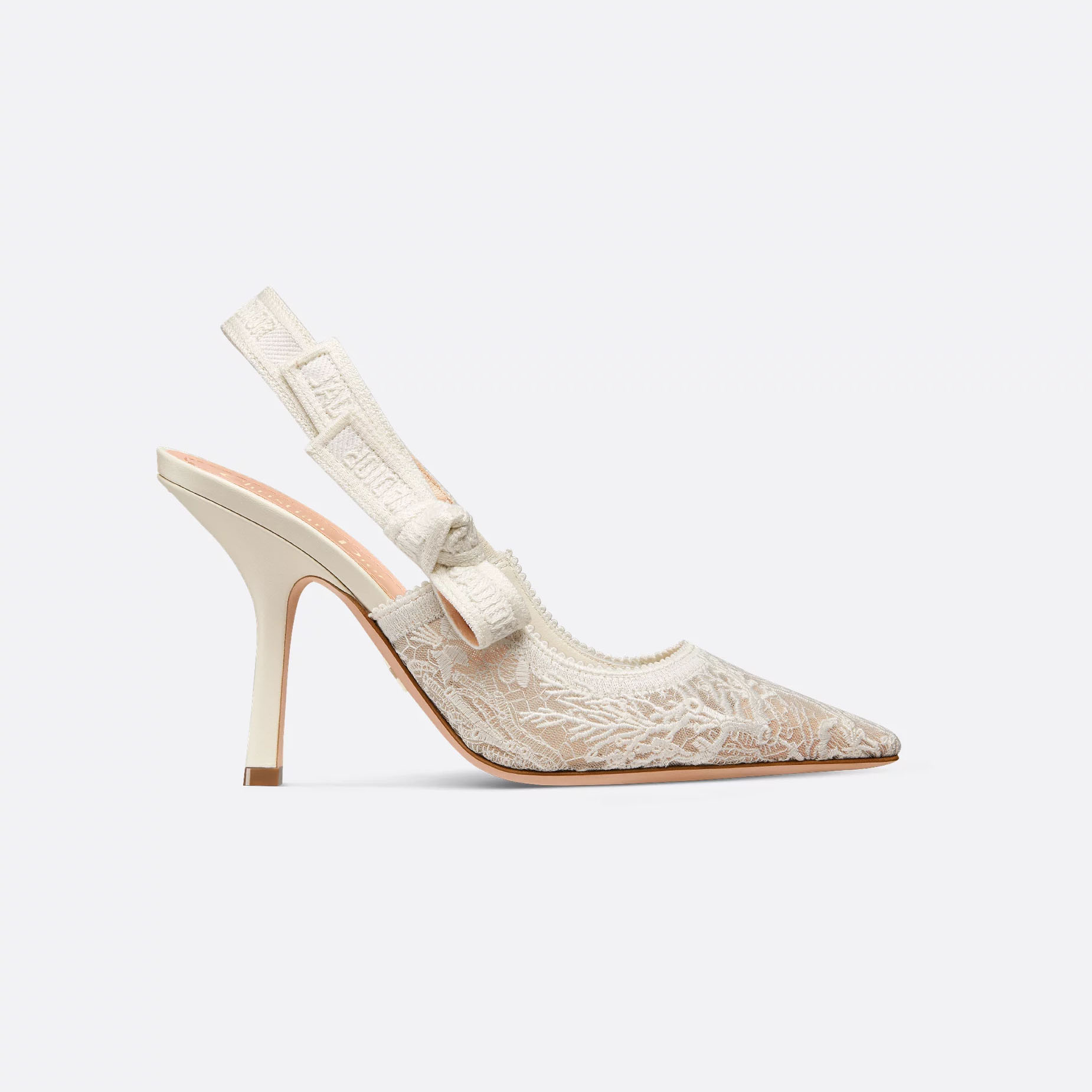 Dior white embroidery high heels