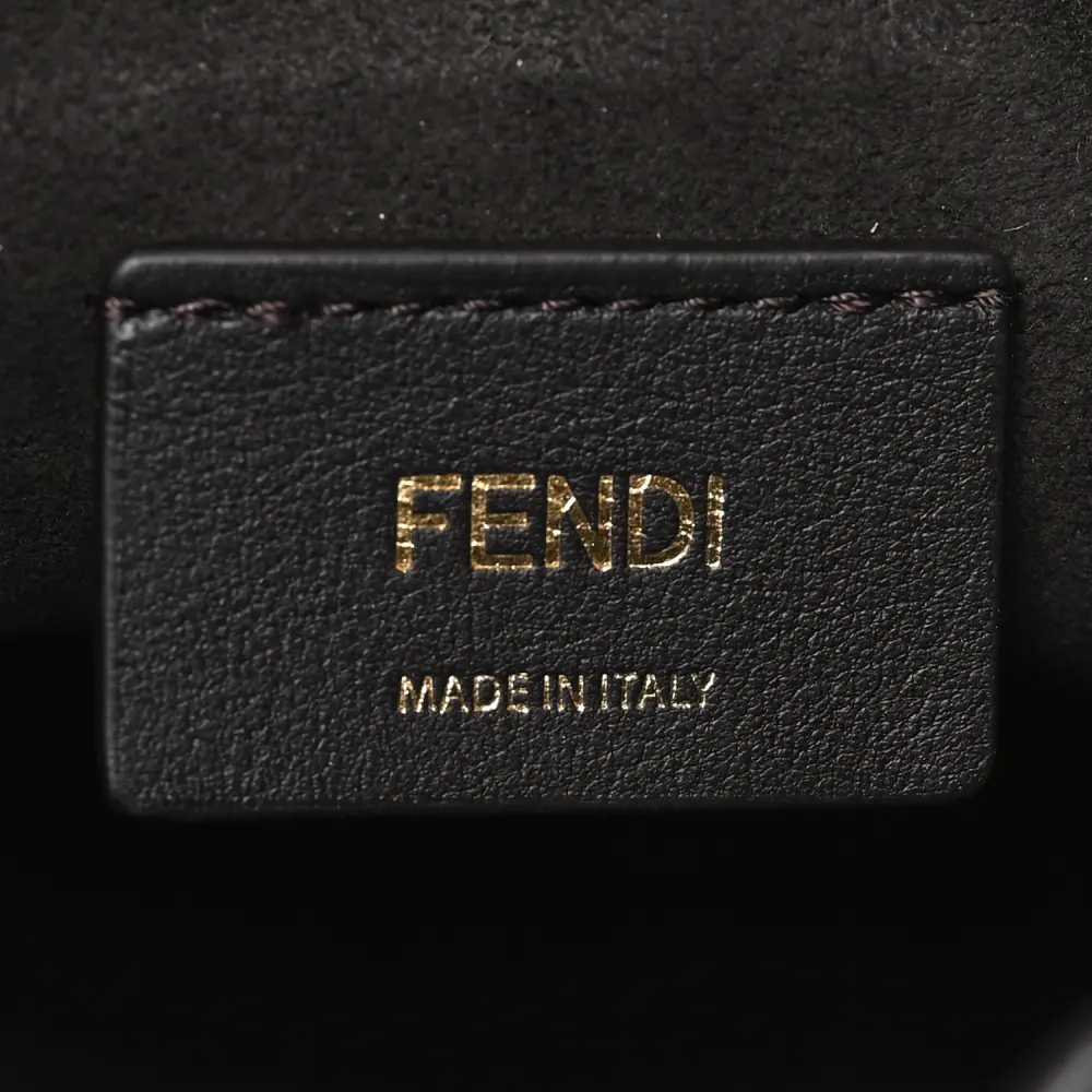 Fendi Mini F is Fendi Logo Crochet Mon Tresor Bucket Bag Natural/Brown Straw Gold Hardware